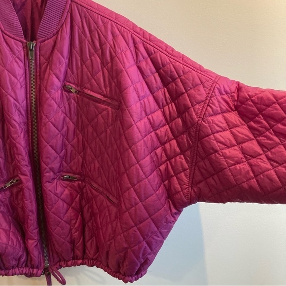 FREE PEOPLE Sz M  Puffer Doleman Bat Sleeve Drawstring Pockets Quilted Jacket - Picture 6 of 11